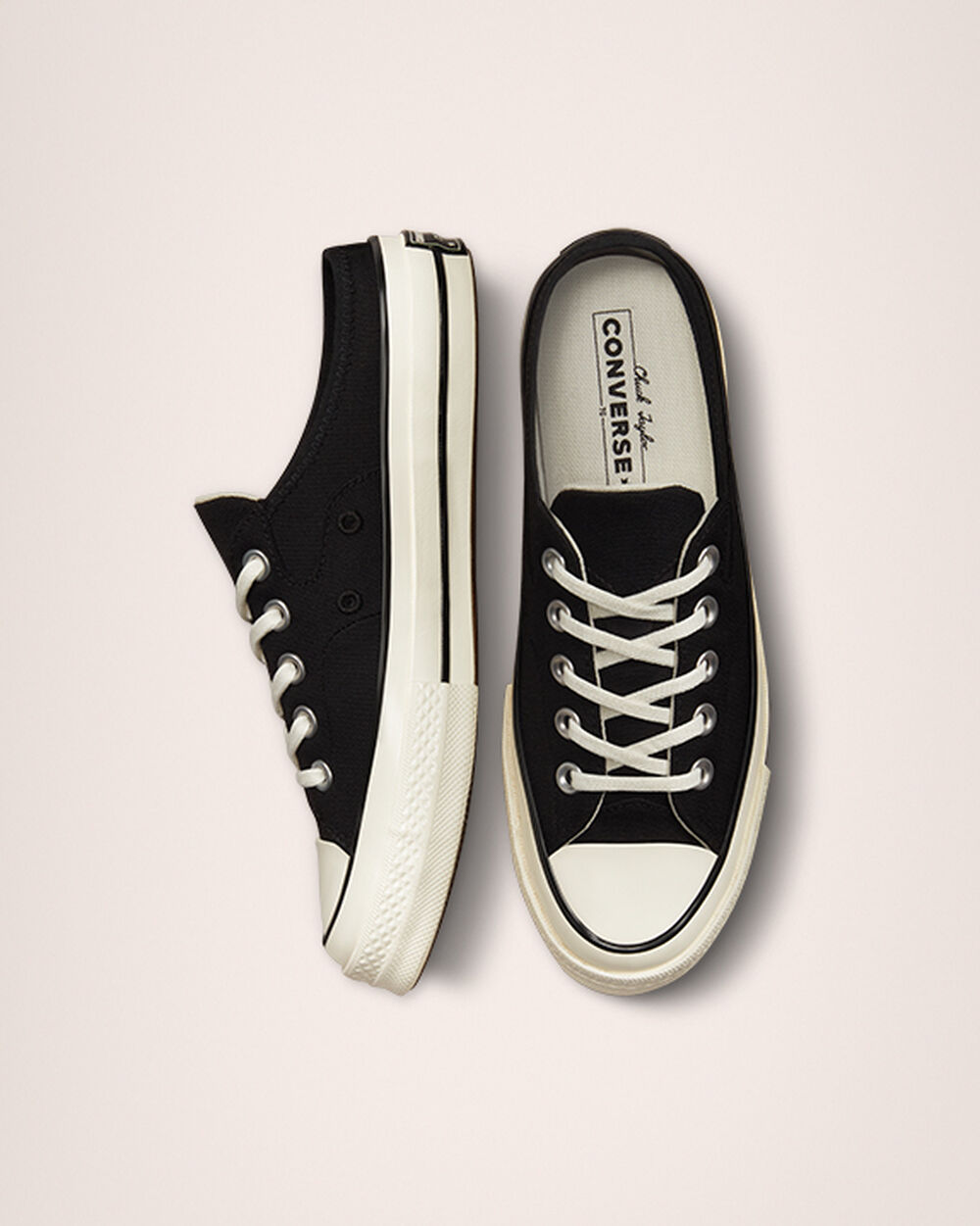 Mule Converse Chuck 70 Hombre Negras Blancas | España-38674