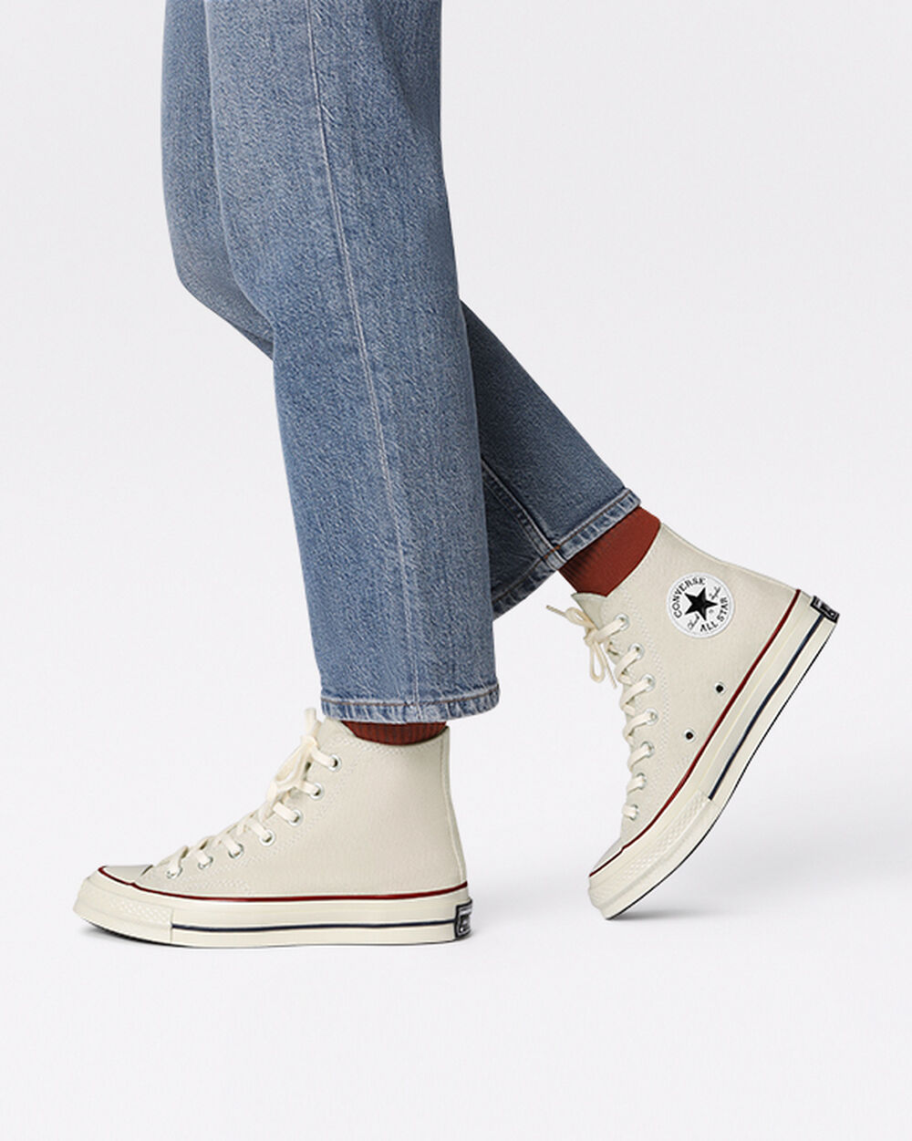 Zapatillas Converse Chuck 70 Mujer Kaki Rojas Oscuro Blancas | España-5463