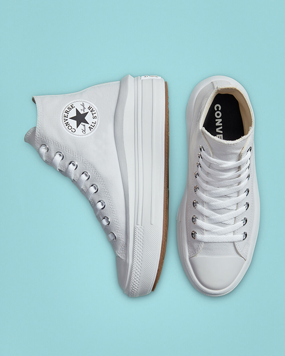 Zapatillas Converse Chuck Taylor All Star Move Mujer Blancas Beige Blancas Negras | España-09342