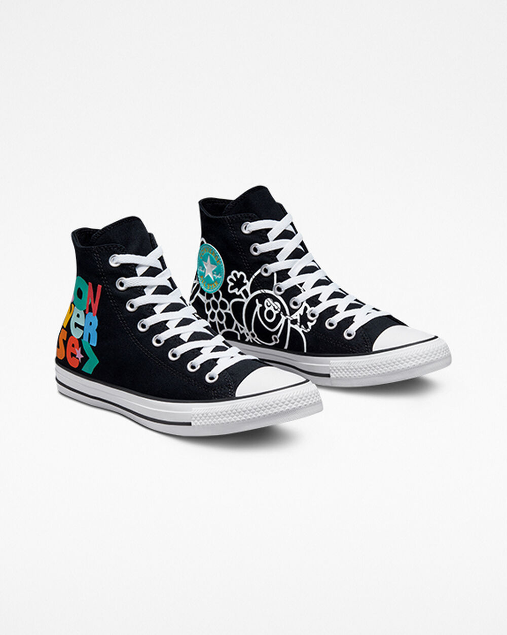 Zapatillas Converse Chuck Taylor All Star Hombre Negras Blancas | España-60974