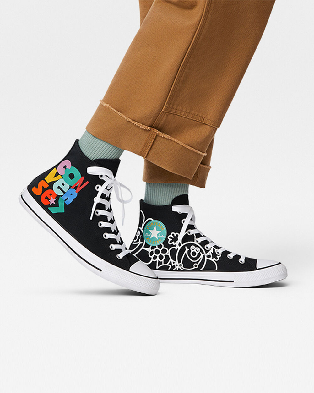 Zapatillas Converse Chuck Taylor All Star Hombre Negras Blancas | España-60974